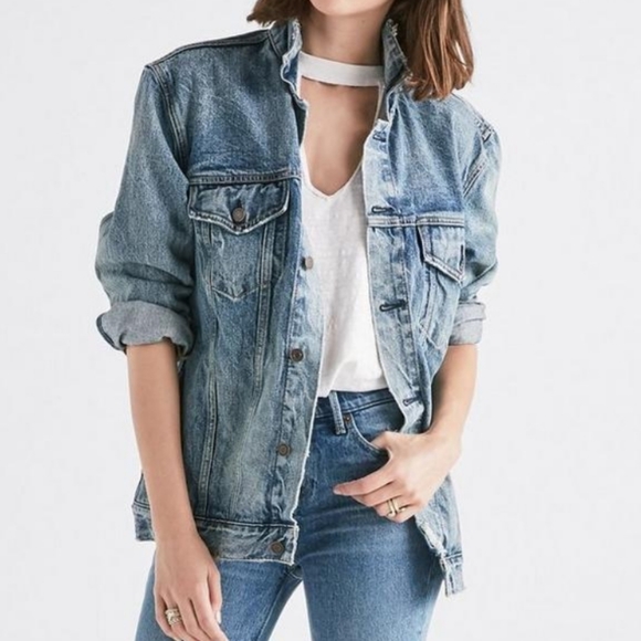 Lucky Brand Jackets & Blazers - Lucky Brand Oversized Jean Trucker Jacket/Distressed/Size Medium